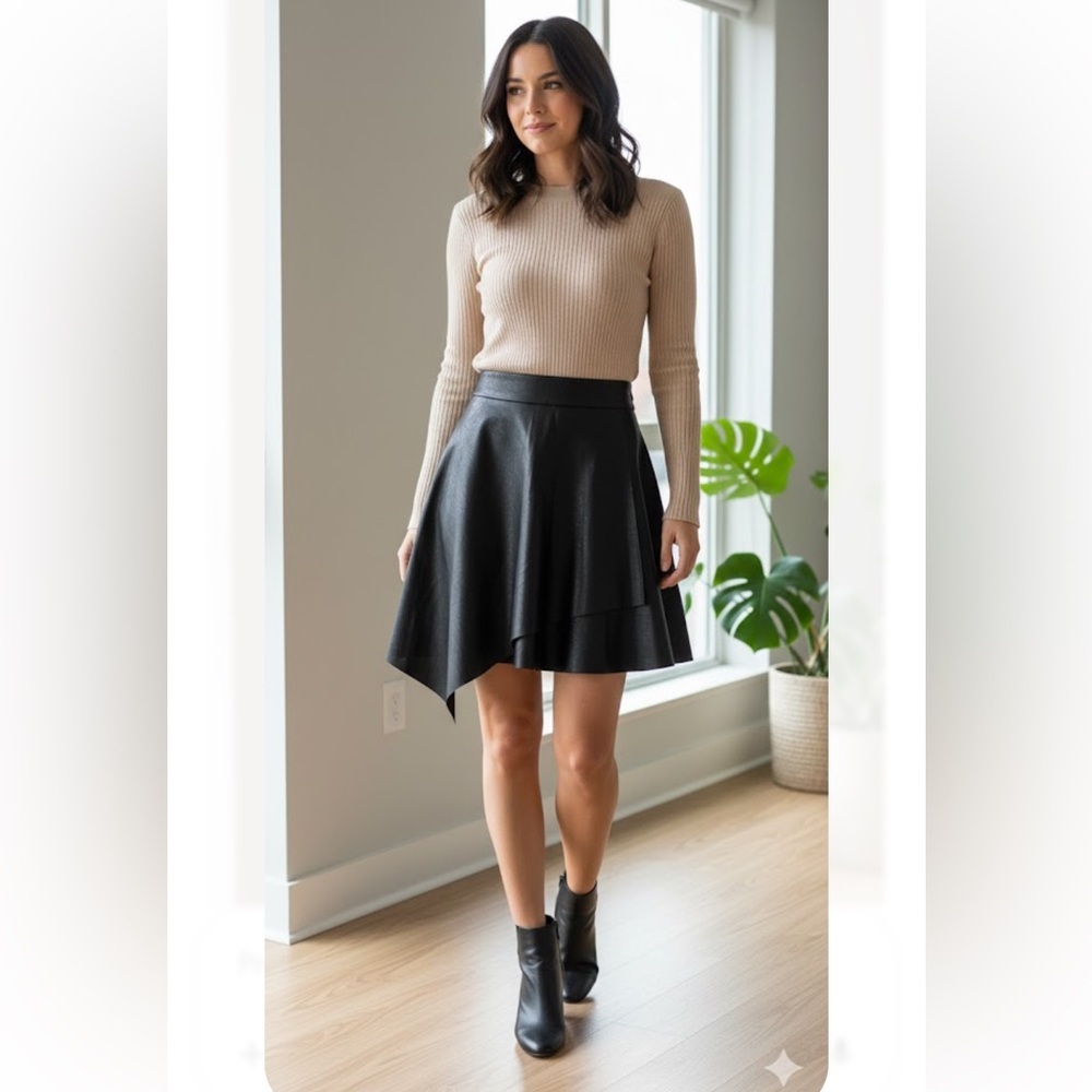 J. Brooks Boutique Elegant Black Asymmetrical Skirt